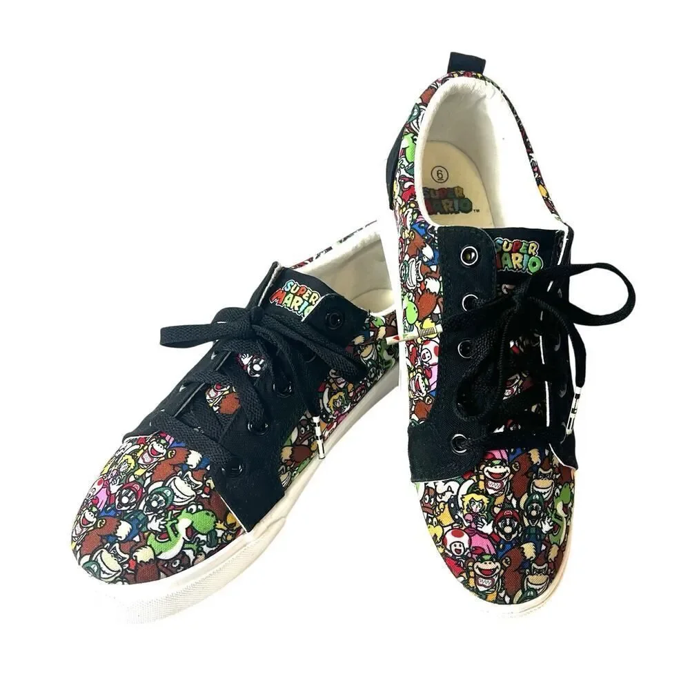 Nintendo Super Mario Canvas Skate Shoes Women's 6 Low Top Lace Up Sneaker